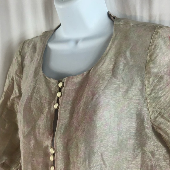 Elenyun Silk/Linen sheer floral half sleeve button front jacket M - Picture 4 of 16